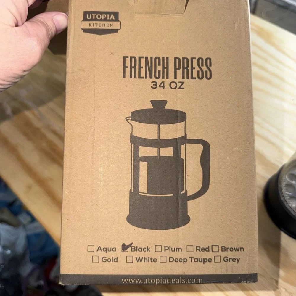 Utopia Kitchen French Press 34 oz Black‎ Glass Matte Finish Manual 8 Cup